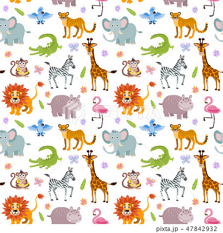 Children Seamless Vector Wallpaper With Cute のイラスト素材