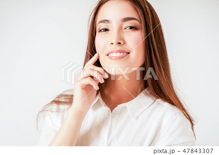 Beauty portrait of smiling sensual asian young 47843307