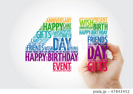 Happy 41st birthday word cloud with marker 47843452