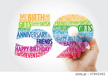Happy 59th birthday word cloud with marker 47843462