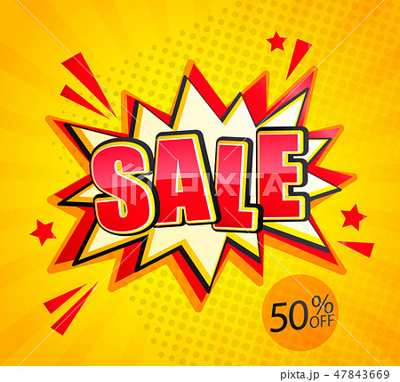 Sale Boom banner in pop art style,50 percent off 47843669