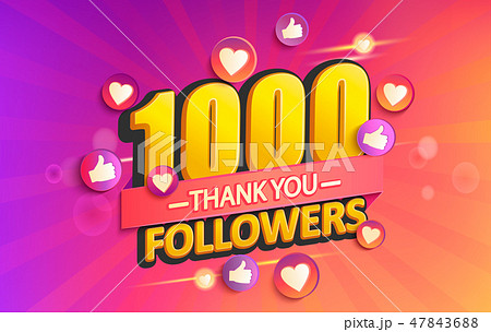 Thank you 1000 followers banner. Thank you 1000 followers banner. 47843688