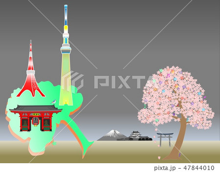 桜とタワー 47844010