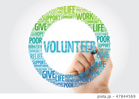 Volunteer word cloud with marker Volunteer word cloud with marker 47844569