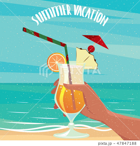 Exotic cocktail on the background of the sea Exotic cocktail on the background of the sea 47847188