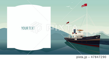 Template with text field and pleasure boat Template with text field and pleasure boat 47847290