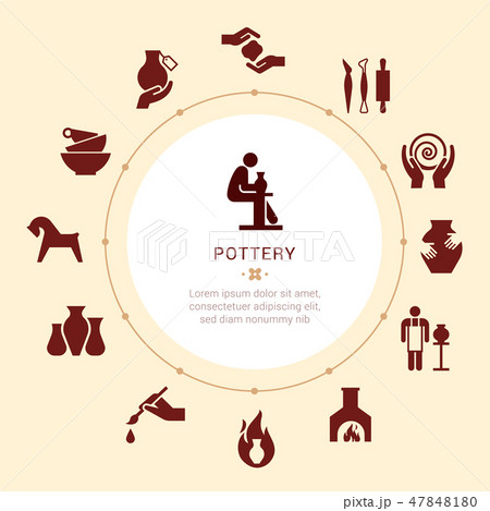 Pottery isolated line icons and vector illustration. Ceramic dishes set and craft. Vector icon set 47848180