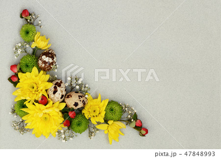Easter decorative corner of flowers  47848993