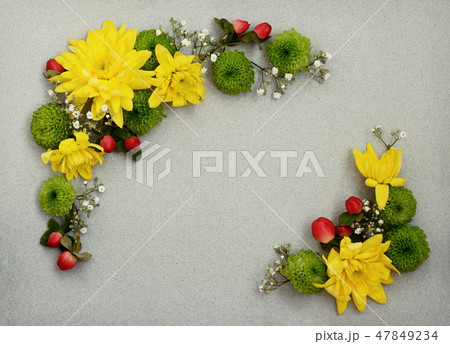 Flowers arrangements on gray paper 47849234