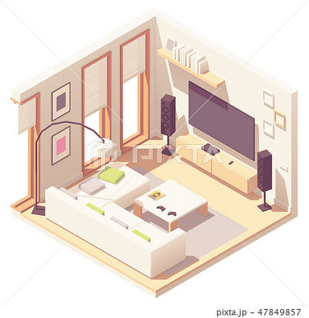 Vector isometric living room Vector isometric living room 47849857