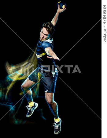 handball player young man isolated speed light painting handball player young man isolated speed light painting 47849884