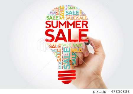 SUMMER SALE bulb word cloud with marker 47850388