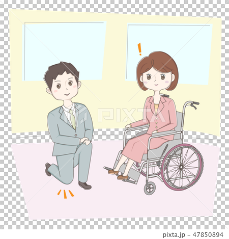 日本ユニバーサルマナー協会監修素材+車椅子女性um_001_04 日本ユニバーサルマナー協会監修素材+車椅子女性um_001_04 47850894