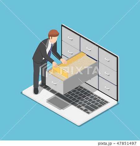 Businessman manage document folders in cabinet 47851497