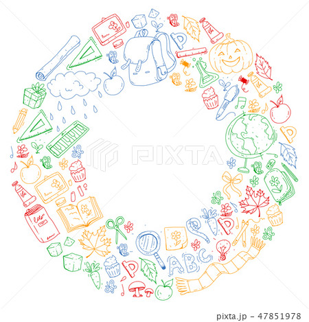 Back to school vector pattern. Education icons for children. Back to school vector pattern. Education icons for children. 47851978