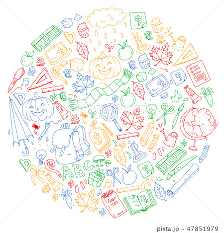 Back to school vector pattern. Education icons for children. 47851979
