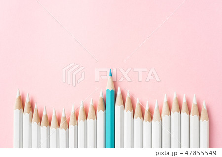 color pencil with leadership, teamwork concept color pencil with leadership, teamwork concept 47855549