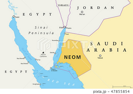NEOM, megacity project in Saudi Arabia, map 47855854