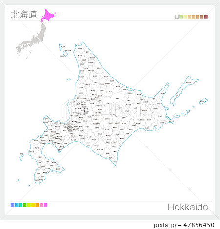 北海道の地図 市町村 区分け のイラスト素材 47856450 Pixta