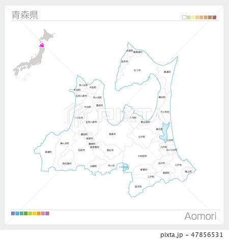 青森県の地図 市町村 区分け のイラスト素材 47856531 Pixta
