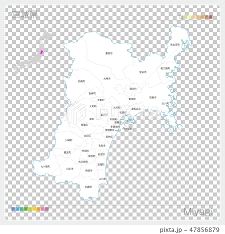 宮城県の地図（市町村・区分け） 47856879