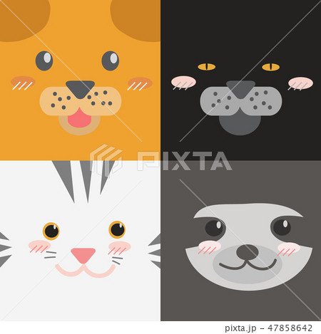 Cute Adorable Animal Face Character Wallpaperのイラスト素材