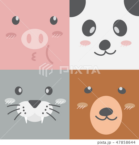 Cute Adorable Animal Face Character Wallpaperのイラスト素材