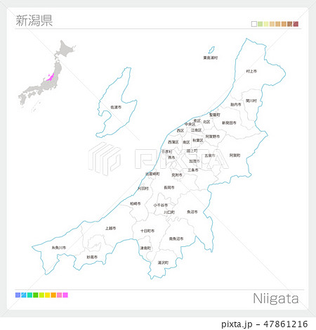 新潟県の地図 市町村 区分け のイラスト素材 47861216 Pixta