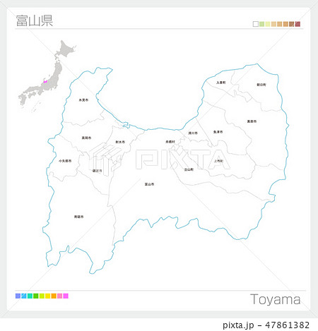 富山県の地図（市町村・区分け）