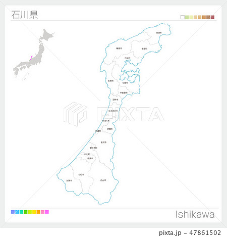 石川県の地図（市町村・区分け）