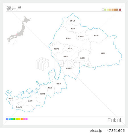 福井県の地図（市町村・区分け）