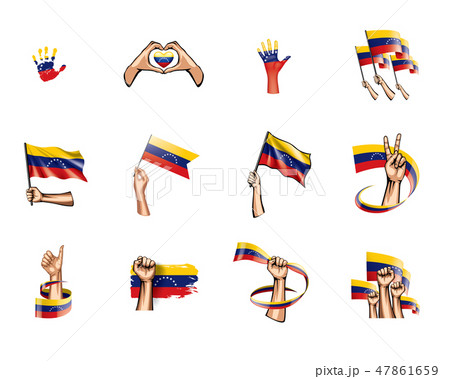 Venezuela flag and hand on white background. Vector illustration Venezuela flag and hand on white background. Vector illustration 47861659