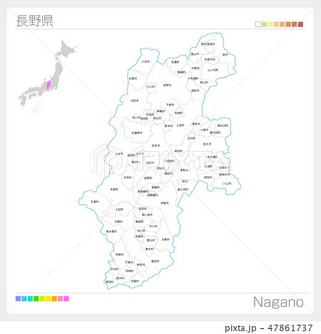 長野県の地図 市町村 区分け のイラスト素材 47861737 Pixta