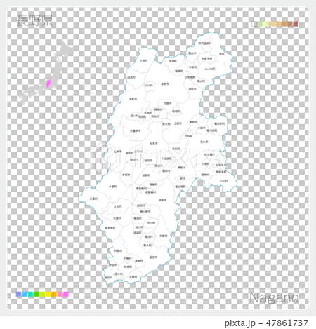 長野県の地図（市町村・区分け） 47861737