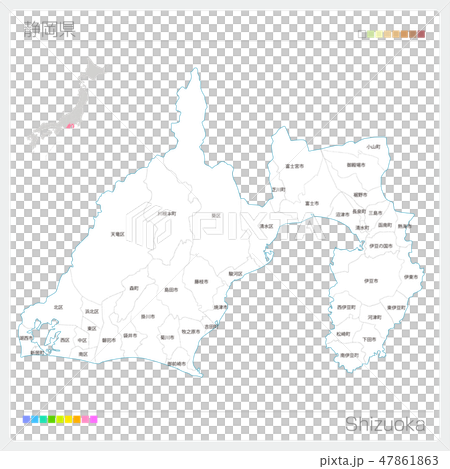 静岡県の地図（市町村・区分け） 47861863