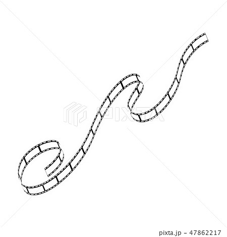 Vector curved film strip movie tape black white 47862217