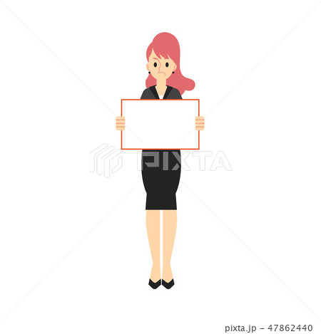 Vector business woman in suit with placard 47862440