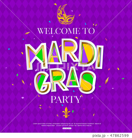 Mardi Gras Carnival background with mask. Cut paper style Mardi Gras Carnival background with mask. Cut paper style 47862599