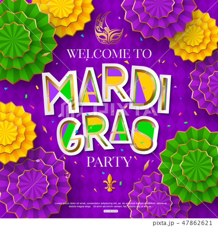 Mardi Gras party poster. Shrove tuesday. Vector illustration 47862621