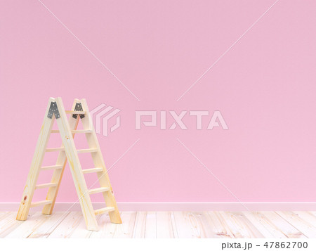 Ladder wooden on concrete wall pink color 47862700