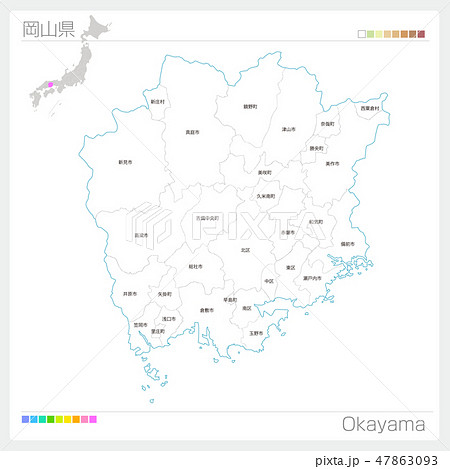 岡山県の地図（市町村・区分け）