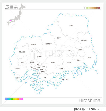 広島県の地図（市町村・区分け）