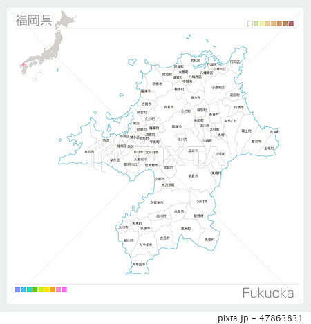 福岡県の地図（市町村・区分け） 47863831