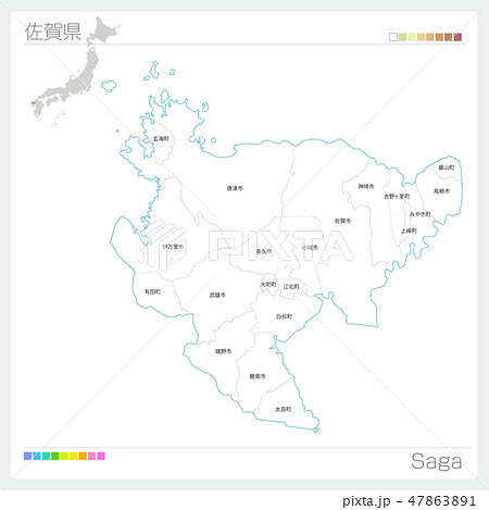 佐賀県の地図（市町村・区分け） 47863891