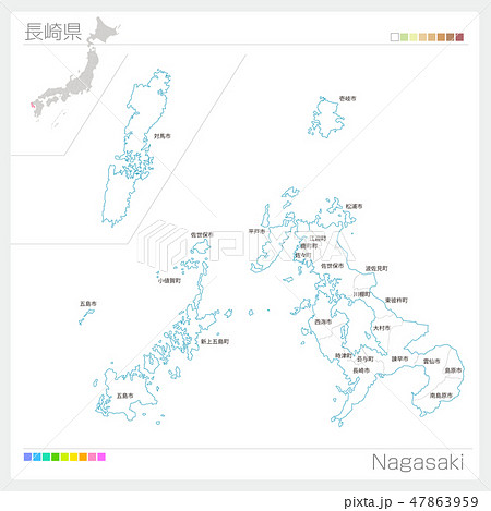 長崎県の地図（市町村・区分け） 47863959