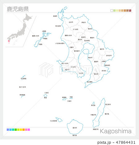 鹿児島県の地図（市町村・区分け） 47864431