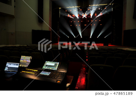 Free stage with lights, lighting devices. Background. Free stage with lights, lighting devices. Background. 47865189