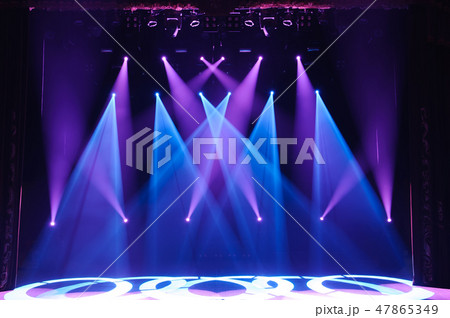 Free stage with lights, lighting devices. Night show. 47865349