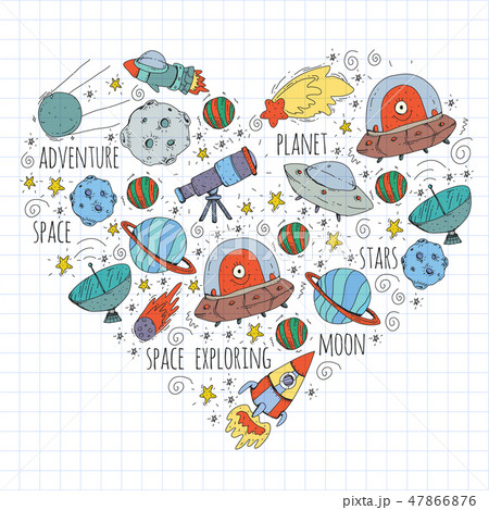 Space vector illustration. Science, technology pattern. Rocket and spaceships. Space vector illustration. Science, technology pattern. Rocket and spaceships. 47866876
