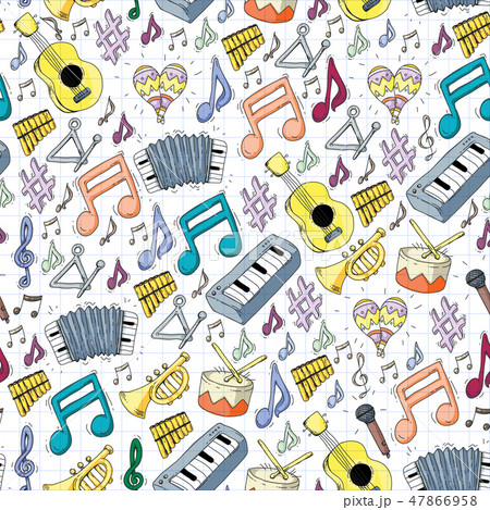 Music background for patterns. Vector illustration with musical instruments. Music background for patterns. Vector illustration with musical instruments. 47866958